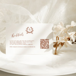Elegant Terracotta Monogram Vapensköld QR kod Bröl Tilläggskort