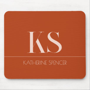 Elegant Terracotta Namn och Monogram Mousepad Musmatta