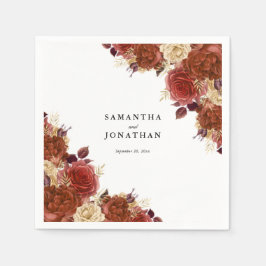 Elegant Terracotta och Ivory Flowers Bröllop Pappersservett