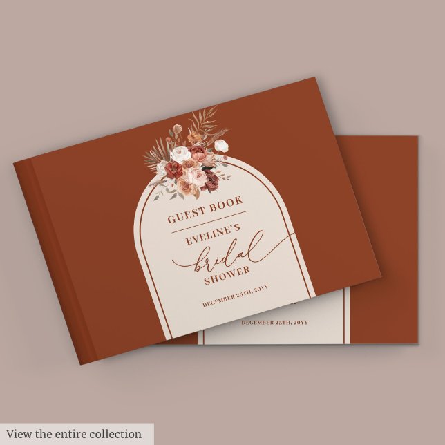 Elegant terracotta pampas boho möhippa gäst bok (Elegant Terracotta Pampas Grass Boho Guest Book)
