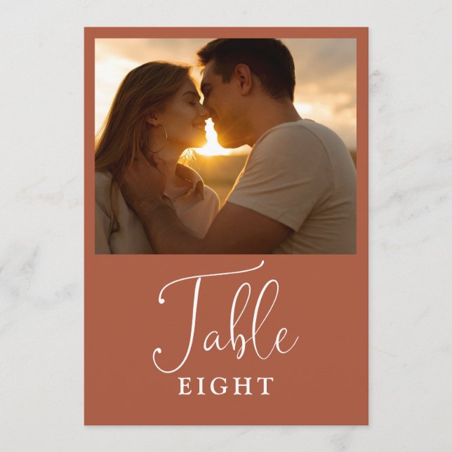 Elegant Terracotta Photo Bordsnummer (Framsida)