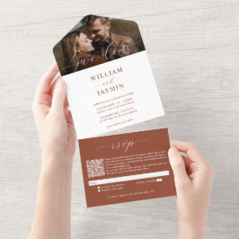 Elegant Terracotta Photo Script QR-kod Bröllop