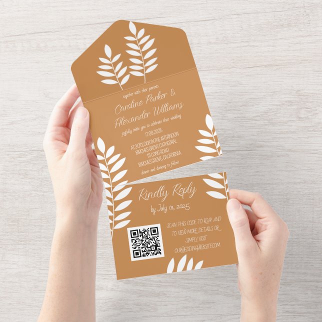Elegant Terracotta Rust Fall Blommigt OSA QR (Tearaway)