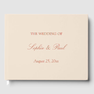 Elegant Terracotta Script Bröllop Guest Bok