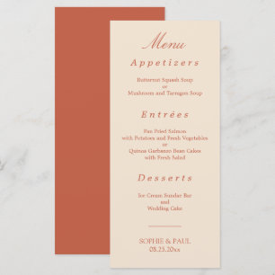 Elegant Terracotta Script Bröllop Menu Meny