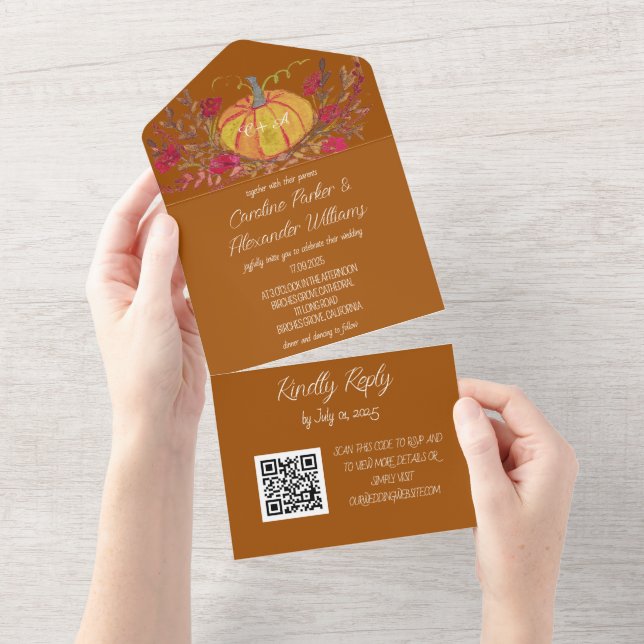Elegant Terracotta Script OSA Whimsical QR-kod (Avrivbar del)