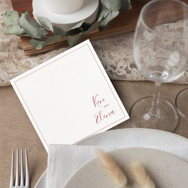 Elegant Terracotta Script Wedding Cocktail Napkin Pappersservett (Skapare uppladdad)