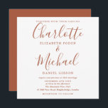 Elegant Terracotta-skript Bröllop-kvadrat Inbjudningar<br><div class="desc">Med elegant namnteckning stil namn kan den här snyggtens bröllopsinbjudan vara personlig med dina bröllop-detaljer i modern terracotta-typografi. Designad av Thisisnotme©</div>