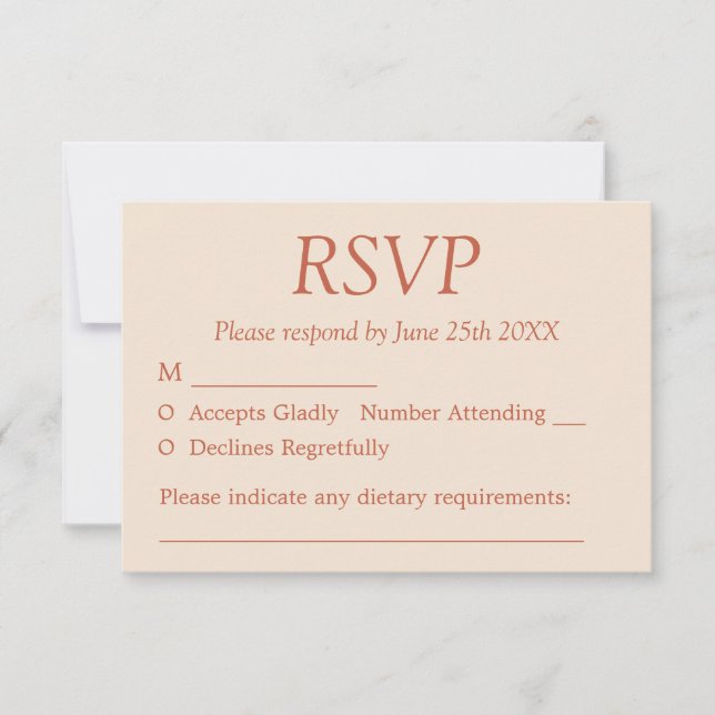 Elegant Terracotta Straw Beige Bröllop OSA Card Kort (Framsida)