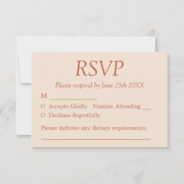 Elegant Terracotta Straw Beige Bröllop OSA Card Kort