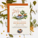 Elegant Terracotta Tea Party Friends Watercolor Inbjudningar<br><div class="desc">Förbered sofistikering och stil med vår charmerande vintage vattenfärgsfest, perfekt för familjeåterföreningar eller vänmöten. Med tekopp-accenter av chic i grönt, orange av blått och terracotta och modernt skript garanterar anpassadet en minnesvärd händelse. Anpassa varje detalj för en skräddarsydd beröring. Fyll i charmen med baksidan av den här inbjudan i varm...</div>