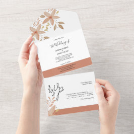 Elegant Terracotta  Watercolor Flowers