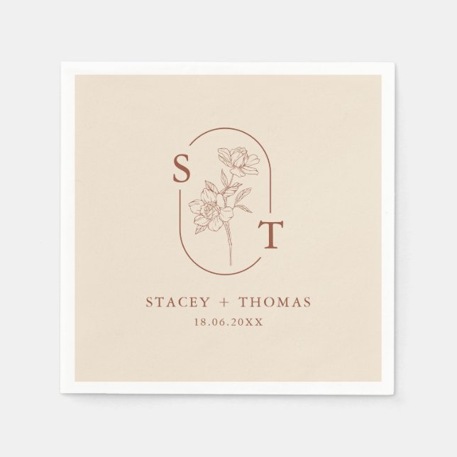 Elegant Terracotta Whimsical Bröllop Pappersservett (Framsidan)