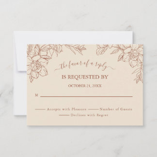 Elegant Terracotta Whimsical Bröllop Responcard OSA Kort