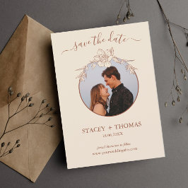 Elegant Terracotta Whimsical Bröllop Spara Datumet