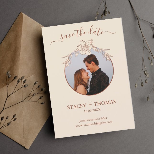 Elegant Terracotta Whimsical Bröllop Spara Datumet (Skapare uppladdad)