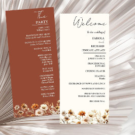 Elegant Terracotta Wildbloms Bröllopsprogram Card Inbjudningar