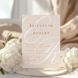 Elegant Terrakotta & Beige Monogram Bröllop Inbjudningar