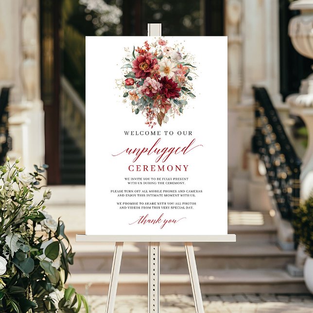 Elegant Terrakotta Boho Avstängd Ceremoni-skylt Poster (Elegant Terracotta Boho Unplugged Ceremony Sign

)
