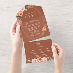 Elegant Terrakotta Boho Blommig Höstbröllop