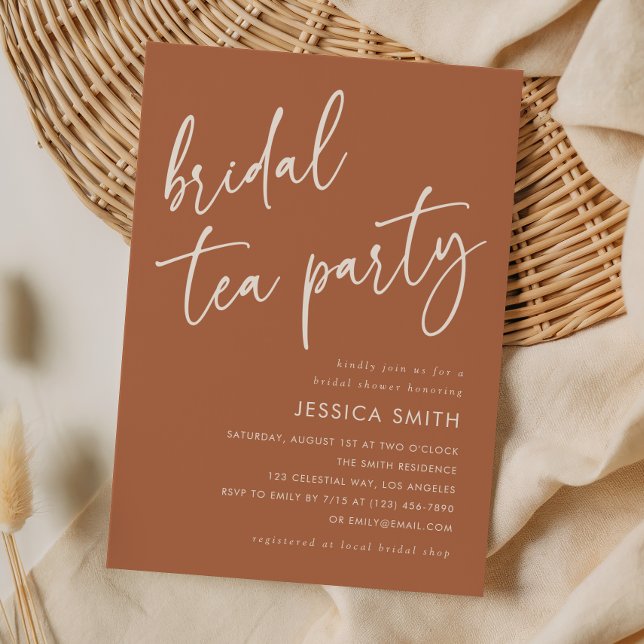 Elegant Terrakotta Boho Bröllops Te-partaj Shower Inbjudningar (Skapare uppladdad)