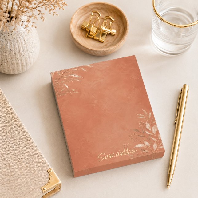 Elegant Terrakotta Botanisk  Post-it Block (Skapare uppladdad)