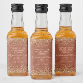 Elegant Terrakotta Guld Glitter Bröllop Spritflaskor Etikett