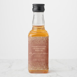 Elegant Terrakotta Guld Glitter Bröllop Spritflaskor Etikett