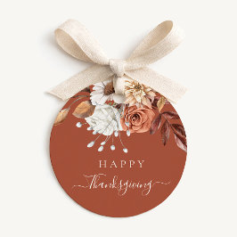 Elegant Terrakotta Höst Blommig Glad Thanksgiving Gåvor Etiketter