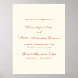 Elegant Terrakotta Modern Klassisk Bröllop Poster