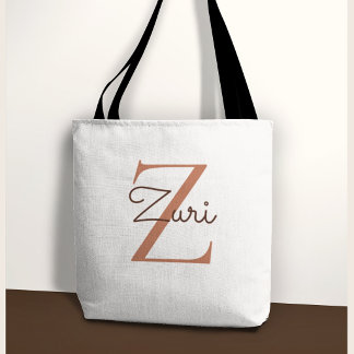 Elegant Terrakotta Monogram Initial Z Anpassat Nam Tygkasse