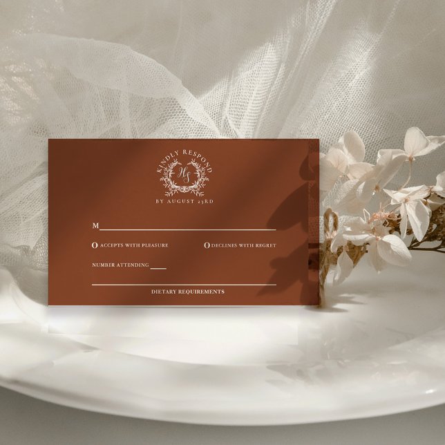 Elegant Terrakotta Monogram Tecken QR-kod Bröllop OSA Kort (Skapare uppladdad)