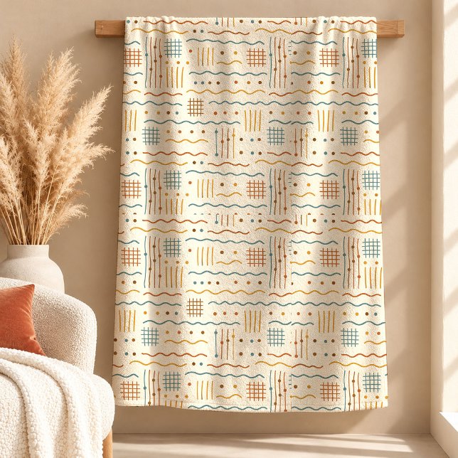 Elegant Terrakotta Rust Boho Regnbåge Filtdesign Fleecefilt (Elegant Terracotta Rust Boho Rainbow Blanket Design)