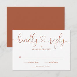 Elegant Terrakotta Skrift Hjärtligt Svara OSA Kort