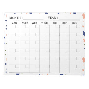 Elegant Terrazzo månadskalender Anteckningsblock