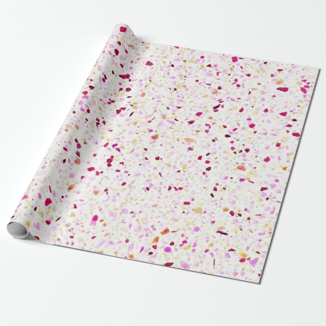 Elegant Terrazzo Retro Red Lila White Mönster Presentpapper (Utrullad)