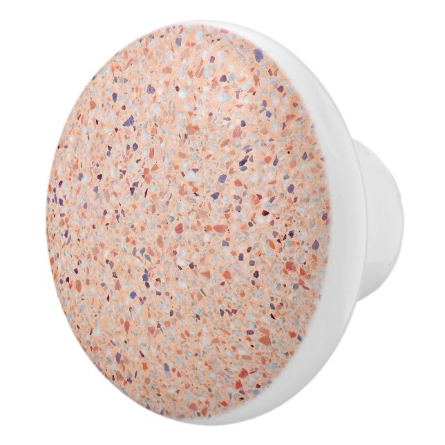 Elegant Terrazzo Retro Rosa Lila White Mönster Knopp (Höger)