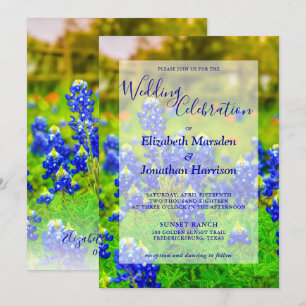 Elegant Texas Bluebonnets Blommigt Photo Bröllop Inbjudningar