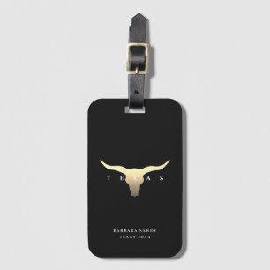Elegant Texas Longhorn Black Faux Guld Bagagebricka