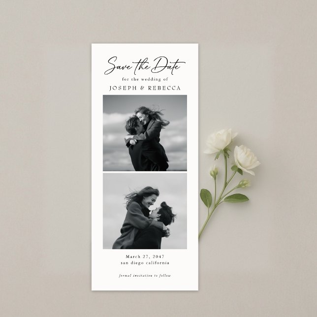 Elegant Text and Photo Strip | Bookmark Wedding Spara Datumet (Skapare uppladdad)