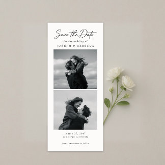 Elegant Text and Photo Stripe | Bookmark Wedding Spara Datumet
