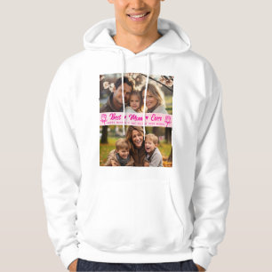 Elegant text foto Mors dag Vattenfärg Rosa Hoodie