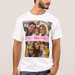Elegant text foto Mors dag Vattenfärg Rosa T Shirt