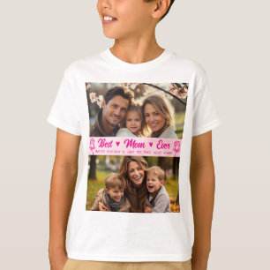 Elegant text foto Mors dag Vattenfärg Rosa T Shirt