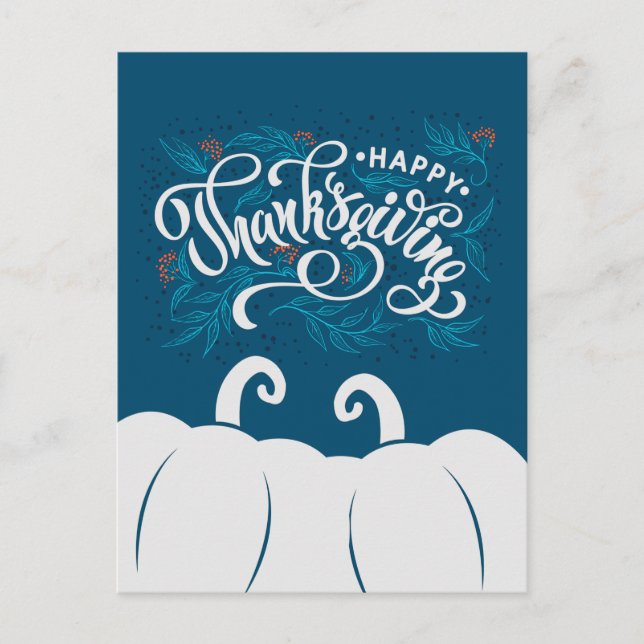 Elegant Text Happy thanksgiving med Cute Pumpkin Inbjudan Vykort (Framsida)