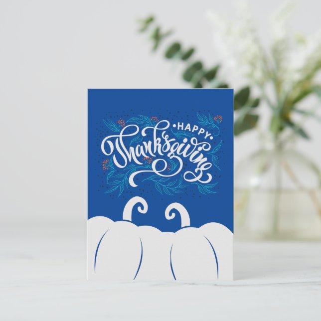 Elegant Text Happy thanksgiving med Cute Pumpkin Vykort (Stående Fram)