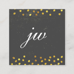Elegant textur med gyllene fläckar monogram fyrkantigt visitkort