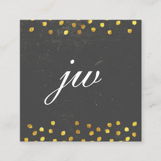 Elegant textur med gyllene fläckar monogram fyrkantigt visitkort (Framsida)