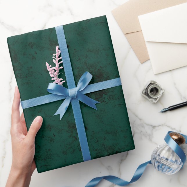 Elegant textur mörk smaragdgrön enfärgad  presentpapper (Gifting)