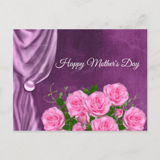 Elegant, Textur, Rosa Rosor Vykort